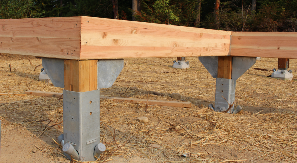 A close up of the Ground Frame Columns.