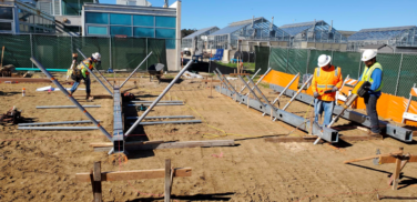 The Ground Frame Grade Beams in use on a construction site.
